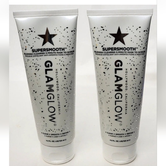 2 pk GLAMGLOW SUPER SMOOTH Blemish Clearing 5-minute Mask to Scrub 4.2 fl oz - Picture 2 of 4